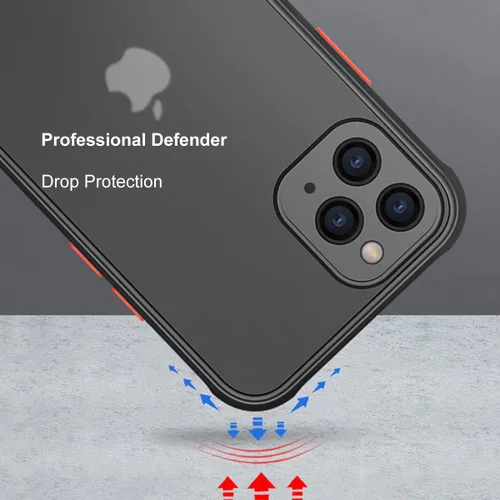 Vista 5 de ZEZHOU Funda para iPhone 11 Pro con protector de lente de cámara, a prueba de golpes, cubierta de cuerpo completo, borde plano suave, translúcido
