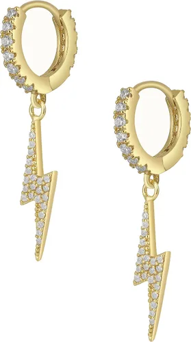 Vista 3 de GOVENUS Pendientes de aro chapados en oro de 14 quilates, delicados y ligeros, con aretes colgantes para mujeres y niñas