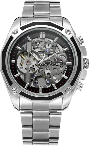 Vista 2 de FORSINING Reloj de pulsera de acero inoxidable Movt automático de marca para hombre, Chino