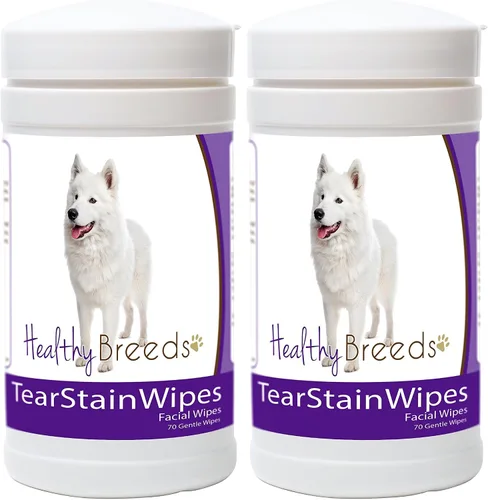 Vista 23 de Healthy Breeds Toallitas quitamanchas de lágrimas para perros para pastor australiano – Más de 100 razas – Limpiador facial de ojos – 70 toallitas