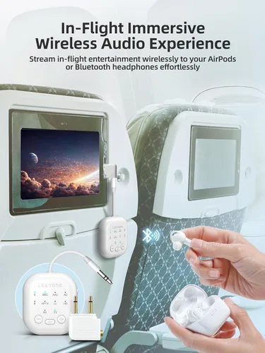 Vista 4 de Receptor transmisor Bluetooth 5.4, transmisor inalámbrico 2 en 1 de baja latencia para avión, TV, PC, interruptor, compatible con emparejamiento
