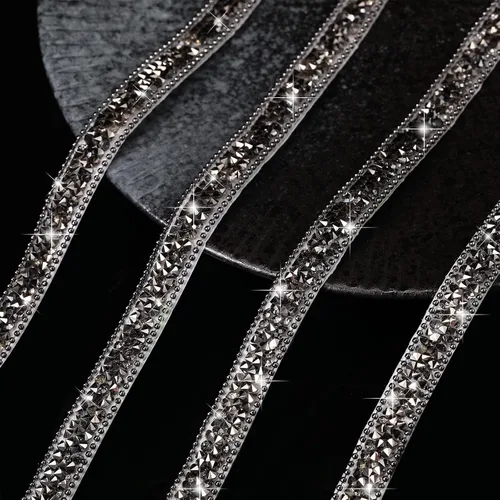 Vista 3 de Hicarer 3 yardas de cintas de diamantes de imitación de resina para boda, cinta autoadhesiva de diamantes de cristal, rollo de cinta de resina