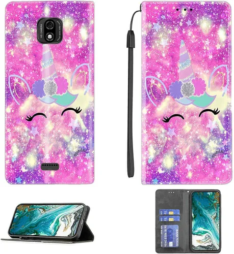 Vista 202 de jioeuinly ATT Motivate 2 - Funda compatible con ATT Motivate 2, funda con soporte abatible y cierre magnético DJS