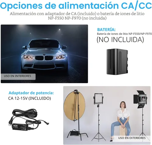Vista 5 de GVM Paquete de 2 Kits de Iluminación de Video LED con Control por APP, Bicolor Variable 2300K~6800K con Pantalla Digital de Brillo del 10~100%