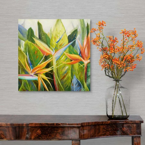 Vista 3 de Lienzo decorativo para pared, diseño floral de pájaro del paraíso I