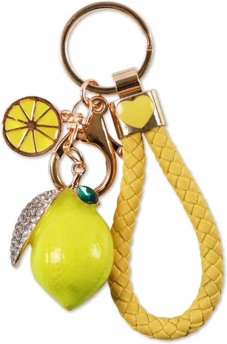 Vista 2 de Llavero de limón 1 juego de llavero de frutas para mujer, llavero de diamante para bolso, mochila, coche, joyería, bolso, llavero personalizado