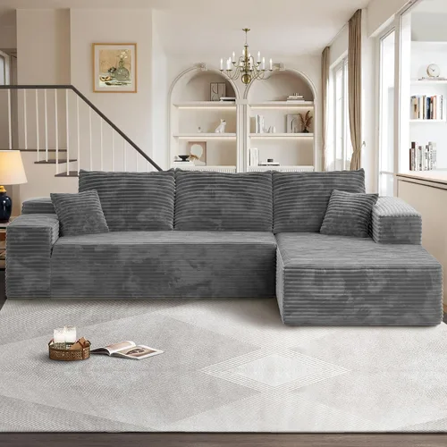 Vista 16 de Sofás seccionales Cloud de 96 pulgadas para sala de estar, sofá sin hueso en forma de L con cómoda silla, sofá modular con asiento profundo,