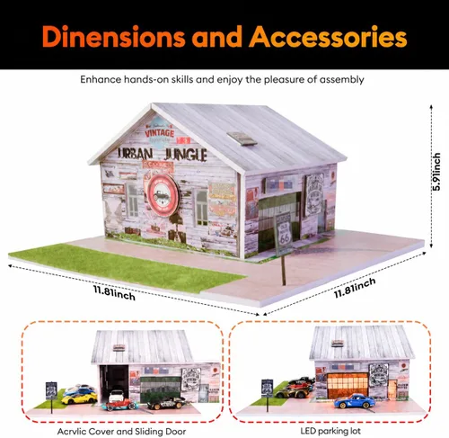 Vista 4 de Vitrina para Hot Wheels, 1/64 LED Garage Diorama, capacidad para más de 30 autos