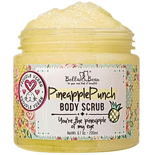 Vista 7 de Bella & Bear Exfoliante corporal de piña, tamaño de viaje vegano (3.4 onzas)