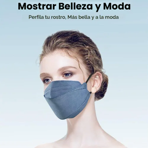 Vista 2 de 100 máscaras KF94, envueltas individualmente, tipo pez 3D, para adultos, mascarilla protectora de 4 capas