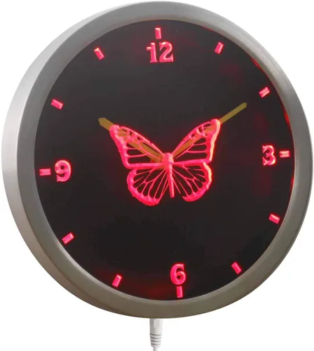 Vista 2 de ADVPRO nc0918-b Reloj de pared LED con señal de neón con luz nocturna para niños y niñas mariposa