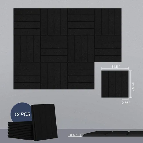 Vista 2 de UMIACOUSTICS 12 paneles acústicos, 11.8 x 11.8 x 0.4 pulgadas, paneles de pared absorbentes de sonido para oficina, estudio, cine en casa