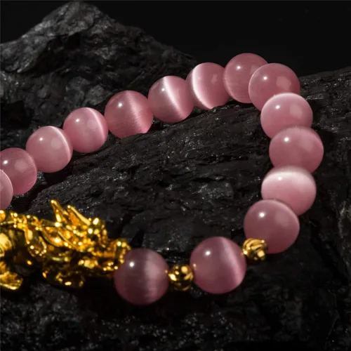 Vista 8 de ZenBless Fengshui - Pulsera de jade de porsperidad con dije de la suerte Feng Shui de obsidiana negra, regalo para hombres y mujeres con chapado