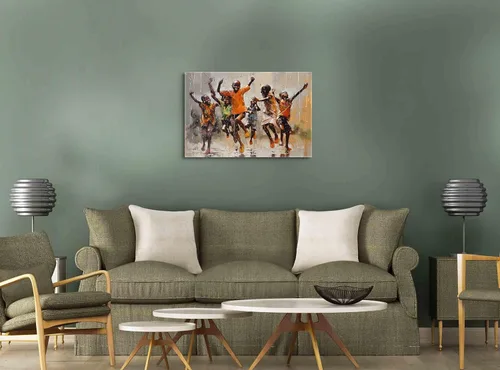 Vista 2 de Turaranusy Póster de arte negro para niños africanos, lienzo para pared, niños bajo la lluvia, para decoración de sala de estar, dormitorio