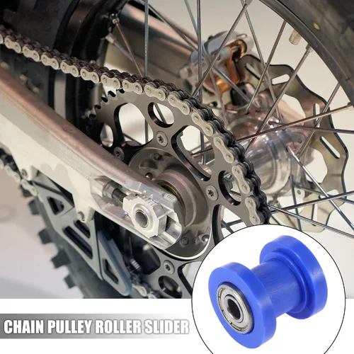 Vista 2 de Motoforti 2 piezas 0.315 in cadena tensor rodillo deslizante polea rueda loca para motocicletas azul