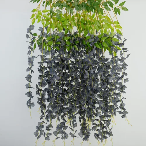 Vista 4 de Fermus Paquete de 24 guirnaldas de flores colgantes de glicina artificial, vid de glicina falsa para decoración de boda floral de jardín (negro)