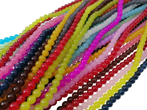Vista 26 de Cuentas de vidrio de 0.157 pulgadas a granel para hacer joyas, 4700 piezas redondas de cuentas de jade de imitación para pulseras y pulseras
