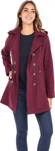 Vista 3 de Sebby Collection - Gabardina resistente con revestimiento suave, impermeable, para mujer con capucha desmontable.