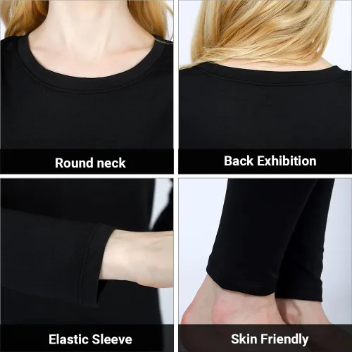 Vista 6 de HEROBIKER - Conjunto de ropa interior térmica para mujer, ultra suave, parte superior e inferior, capa de base larga, con forro polar
