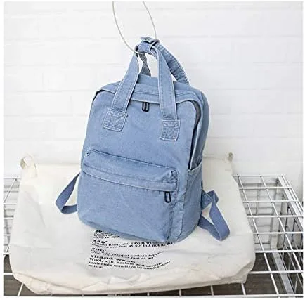 Vista 2 de MaxxCloud Mochila vintage de mezclilla para computadora portátil, estilo casual, de lona, ligera, bolsa de hombro