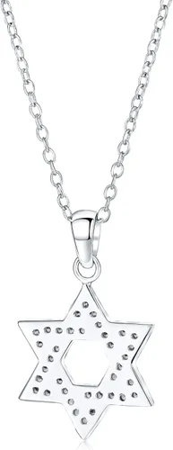 Vista 2 de Cubic Zirconia CZ Accent Traditional Religious Magen Judaic Jewish Hanukkah Intertwined Star Of David Pendant Necklace For Women Teen Bat Mitzvah