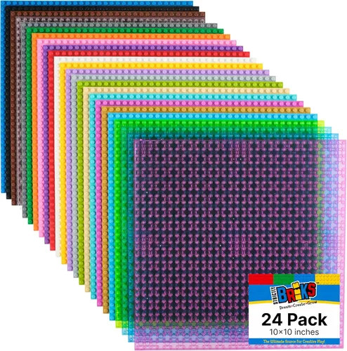 Vista 8 de Strictly Briks Placas base apilables – Paquete de 12 pernos de 10 x 10 pulgadas, 32 x 32 pulgadas, compatibles con Lego para construir escenas