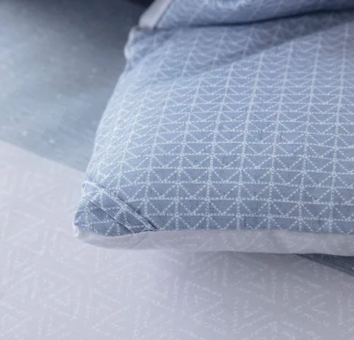 Vista 7 de Sleepbella - Edredón tamaño individual, algodón de 600 hilos, patchwork a rayas en blanco y azul marino, diseño reversible en azul, con relleno