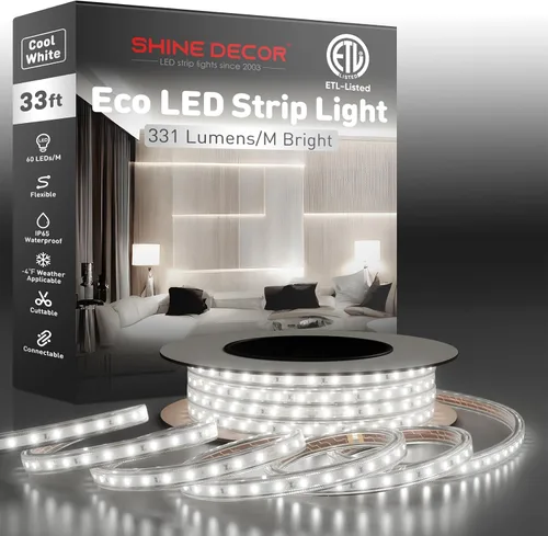 Vista 17 de Shine Decor Tira de luz LED fácil de conectar, 2800 K blanco cálido, resistente al frío, resistente a la intemperie para interiores y exteriores