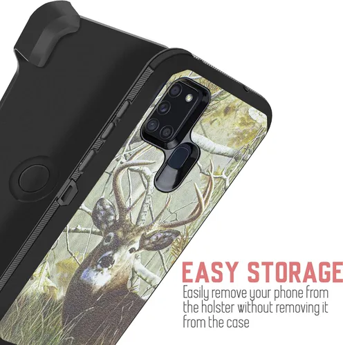 Vista 3 de Funda protectora para Samsung Galaxy A21S, con protector de pantalla integrado, resistente grado militar, con clip para cinturón y función atril