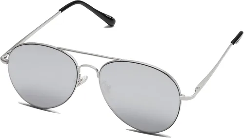 Vista 8 de SOJOS Gafas de sol clásicas de aviador para mujeres y hombres, marco de metal, bisagras de resorte SJ1030 Azul