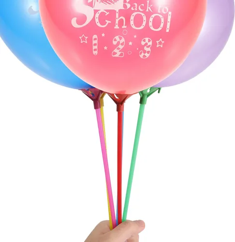 Vista 8 de PRETYZOOM 100 palos y copas para globos, coloridos soportes de globos de plástico para cumpleaños, bodas, vacaciones, celebraciones, eventos