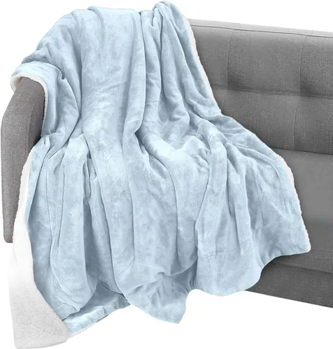 Vista 50 de Elegant Comfort Manta, Manta Reversible de Franela Sherpa, Ultra-Suave, Mullida, Acogedora y Afelpada - Manta Decorativa Ligera para Todas las Gris