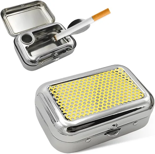 Vista 8 de Yourkar Ceniceros Portátiles, Mini Cenicero Portátil de Acero Inoxidable con Tapa a Prueba de Viento, Cenicero de Bolsillo Creativo Portátil