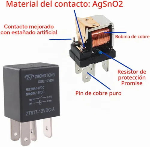Vista 4 de Enchufe para relé de auto, de E Support™, de 12 V, 30 A, 40 A, 60A, 80A SPST y SPDT 30A 4Pin SPST