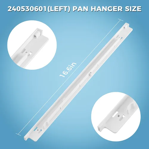 Vista 2 de AMI PARTS 240530601 Colgador de sartén para refrigerador (izquierda) apto para refrigeradores Frigi-daire y Ken-more, reemplazo de riel deslizante