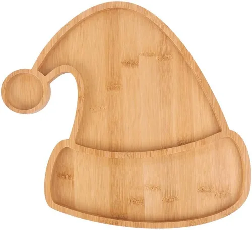 Vista 8 de Bandeja de madera para servir platos de Navidad, bandeja de plato de sushi con forma de cuerno de oreja de alce de Navidad para restaurante y hogar