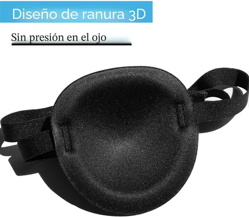 Vista 2 de 2 parches oculares ajustables para tratar la ambliopía u ojo vago, válidos para el ojo derecho o izquierdo, color negro