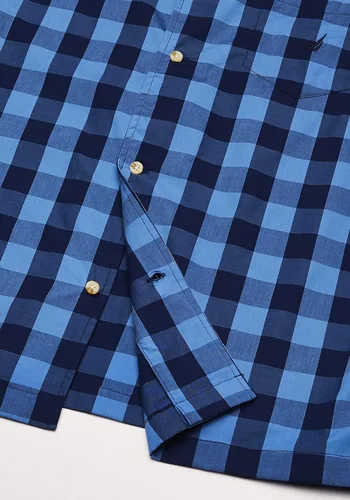 Vista 4 de Nautica Camiseta de pijama de manga corta para hombre, 100% algodón, suave, tejida con botones