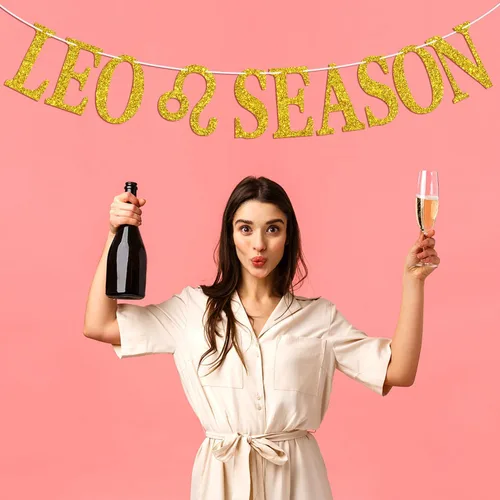 Vista 3 de Cartel de la temporada de Leo, cartel de Big Leo Energy, 12 Constelaciones Tema de Historia de Feliz Cumpleaños, Suministros de Decoración de Fiesta