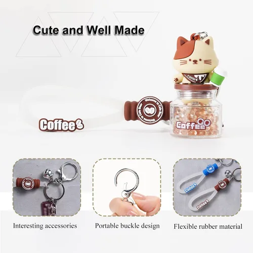 Vista 3 de Lindo llavero Kawaii Boba Liquid Bear Llavero Gato Llavero Mochila Charm Mujeres Hombres Niñas Niño Adolescentes Hija