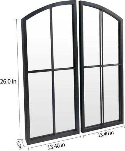 Vista 2 de Espejo de Arco Negro, Decoración de Pared con Panel de Ventana, Espejos de Pared de Estilo Rústico con Marco de Hierro para Entrada, Pasillo, Sala