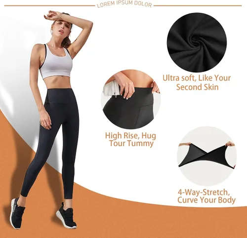 Vista 2 de Leggings de cintura alta para mujer, no se transparentan, con control de abdomen, pantalones de yoga para ciclismo, entrenamiento, yoga