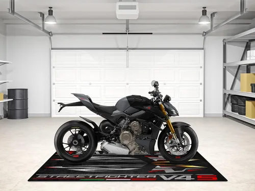 Vista 3 de Tapete de estacionamiento para modelos de motocicleta Streetfighter V4 S, tapete para exhibir y para pozo, lavable, antideslizante, para garaje