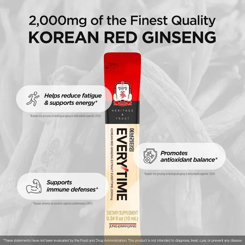 Vista 5 de JUNG KWAN JANG Everytime - Paquete de barra líquida de ginseng rojo coreano, 2,000 mg de extracto de ginseng rojo con propóleos + 1,050 mg