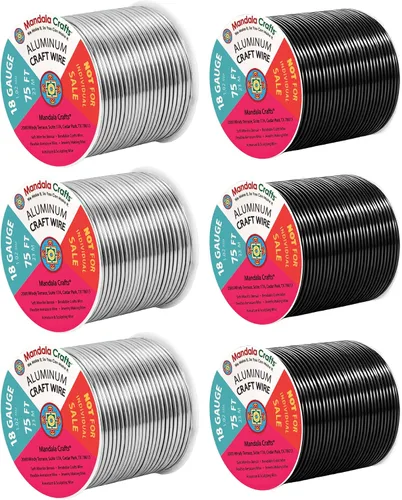 Vista 272 de Mandala Crafts - Alambre de aluminio anodizado de calibre 22 para hacer joyas - 137.2 m de alambre flexible surtido y coloreado - Doble para bonsái
