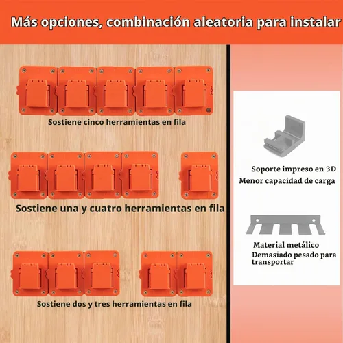 Vista 6 de Soporte de montaje para taladro compatible con taladros Black+Decker 20V Max de iones de litio, herramientas de ABS resistentes para colgar