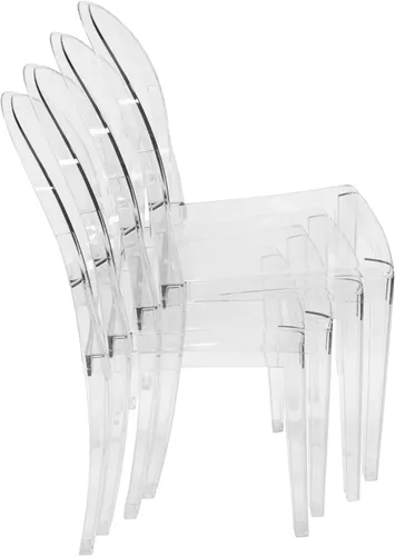 Vista 7 de LeisureMod Marion Mid-Century - Silla de comedor de acrílico moderna, silla apilable de plástico para comedor y cocina, juego de 2 (transparente)