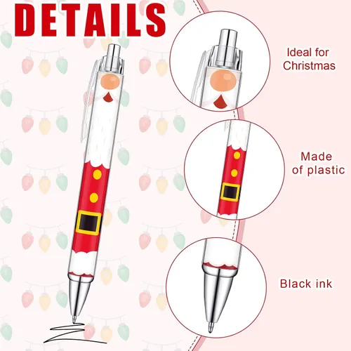 Vista 3 de Geyoga 48 piezas de bolígrafos navideños retráctiles, lindos bolígrafos de bola de Navidad de colores, tinta negra, suministros de oficina