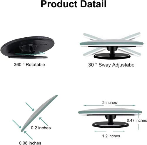 Vista 7 de Espejo retrovisor convexo de punto ciego, ajustable, sin marco, de gran ángulo, con forma de ventilador, de cristal HD, adhesivo 3M para SUV