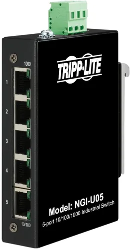 Vista 22 de Tripp Lite Conmutador Ethernet Gigabit PoE+ administrado industrial de 8 puertos de capa 2, puertos RJ45 de 10/100/1000 Mbps, montaje DIN